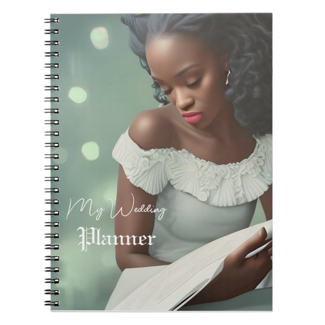 Cuaderno Diario Boda elegante de escritura blanca (Frente)