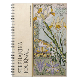 Cuaderno Diario Botánico floral de Art Nouveau vintage