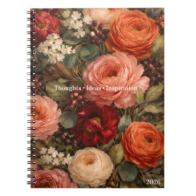 Cuaderno Diario Botánico Floral Personalizado Día de la Muj (Frente)