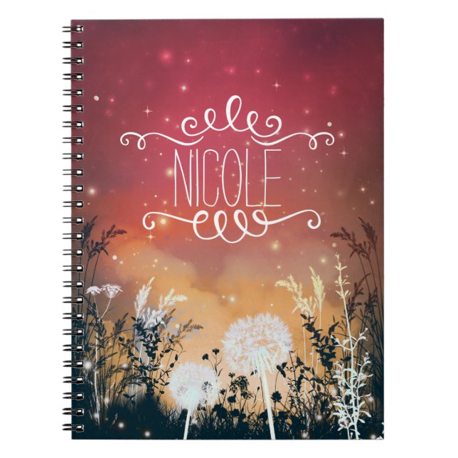 Cuaderno Diario Cielo Nocturno Encantado de Estrellas y Fol (Frente)