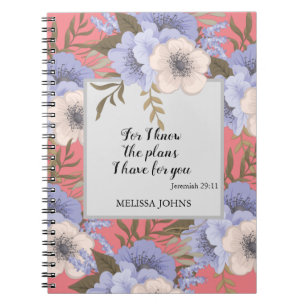 Cuaderno diario, con flores pastel