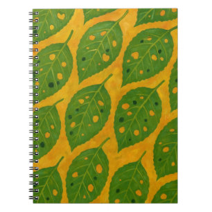 Cuaderno Diario con patrón de hojas amarillas y verdes
