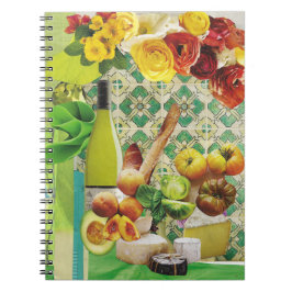 Cuaderno Diario con vino y queso