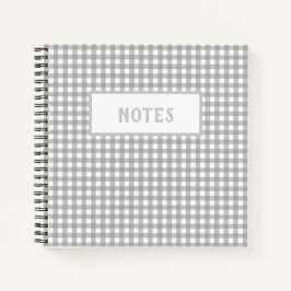 Cuaderno Diario Cuadriculado Gris y Blanco Lindo