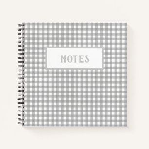Cuaderno Diario Cuadriculado Gris y Blanco Lindo