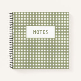 Cuaderno Diario Cuadros Oliva y Blanco Adorable