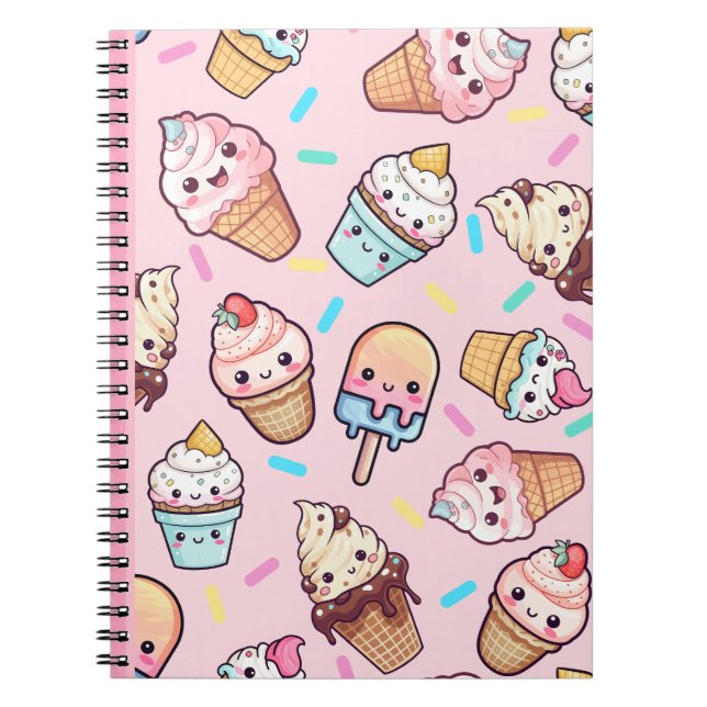 Cuaderno Diario Cute Kawaii Ice Cream Print para bloc de no (Frente)