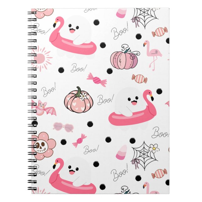 Cuaderno Diario Cute Tropical de Halloween – Flamenco Fanta (Frente)