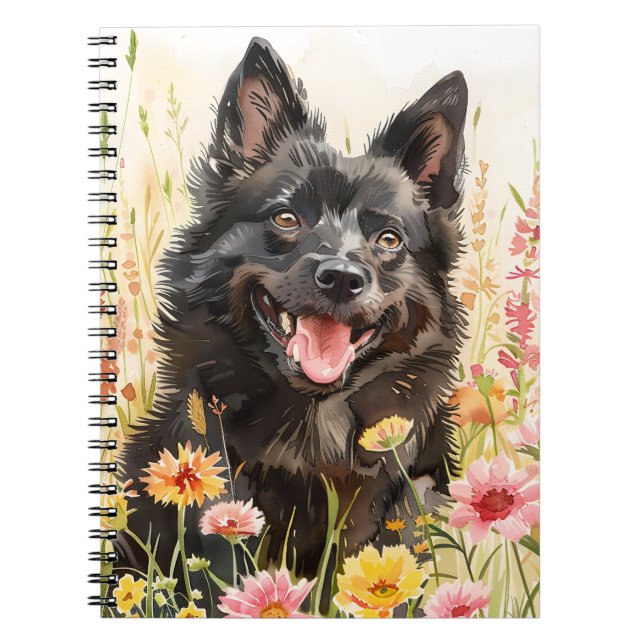 Cuaderno – Diario de acuarela de perro Schipperke (Frente)