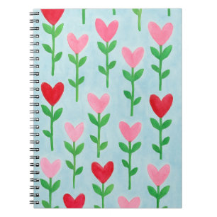 Cuaderno Diario de acuarela floral del corazón
