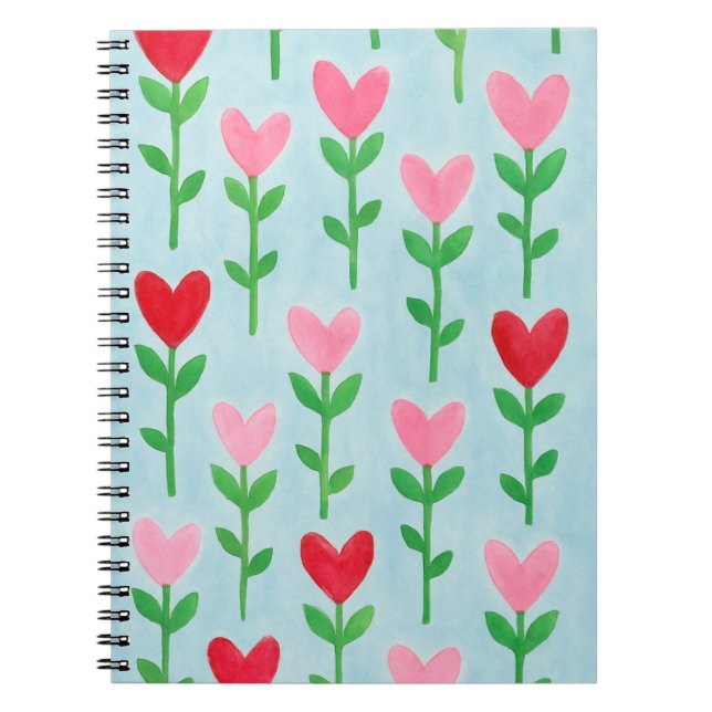 Cuaderno Diario de acuarela floral del corazón (Frente)