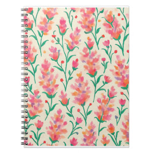 Cuaderno Diario de acuarela floral rosa y verde