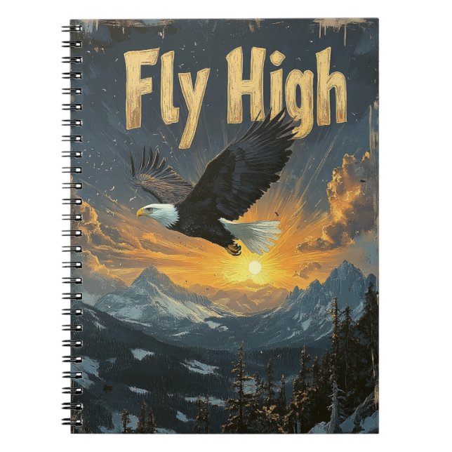 Cuaderno Diario de águila alta de vuelo - Portátil motivado (Frente)
