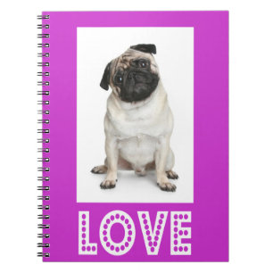 Cuaderno / Diario de amor adorable de pug cachorro