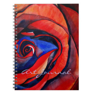 Cuaderno Diario de arte abstracto de rosa rojo macro