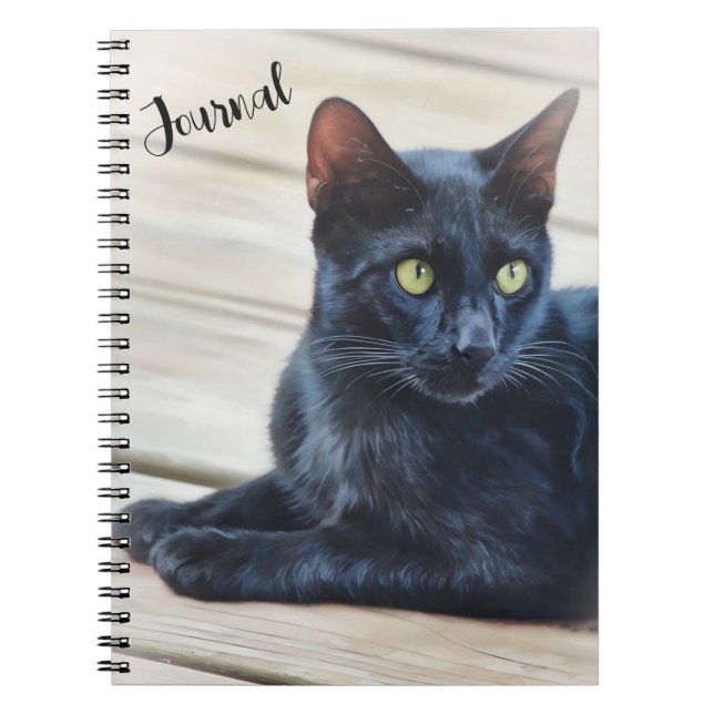 Cuaderno Diario de arte Black Cat Green Eyes (Frente)