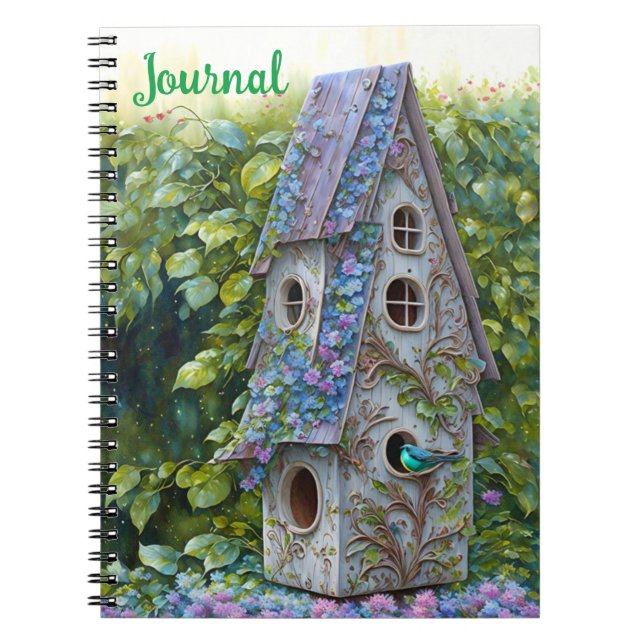 Cuaderno Diario de arte Cute Whimsical Birdhouse (Frente)