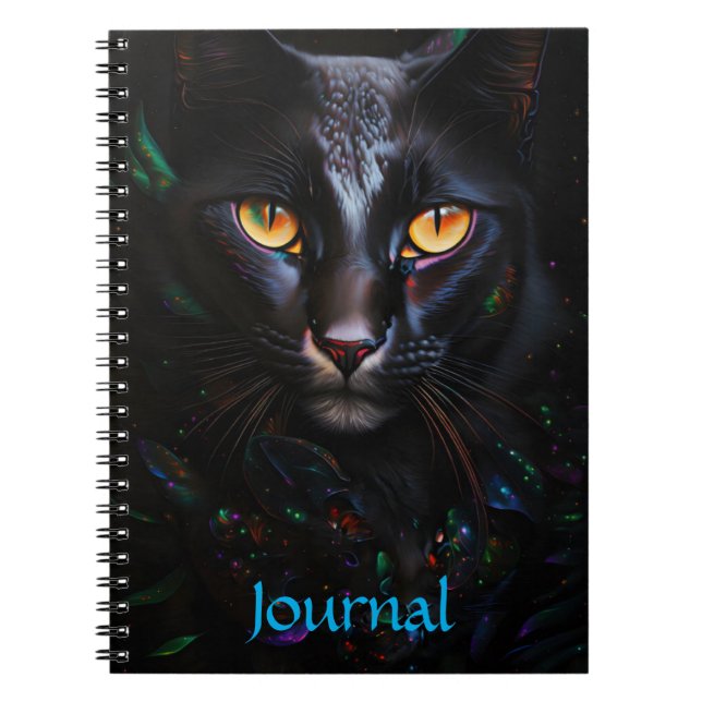 Cuaderno Diario de arte de estilo místico para gato negro (Frente)