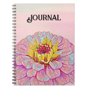 Cuaderno Diario de arte de flores rosadas