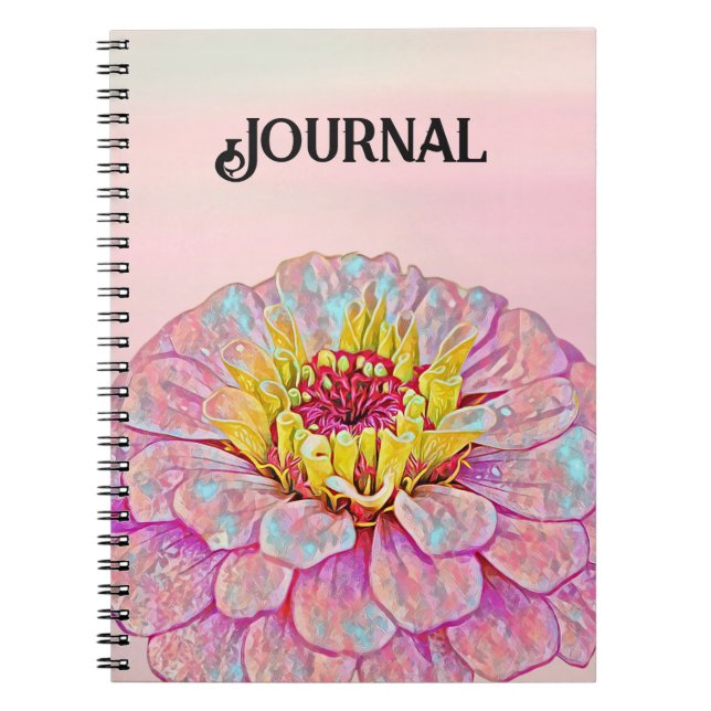 Cuaderno Diario de arte de flores rosadas (Frente)