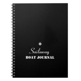 Cuaderno Diario de barco náutico blanco y negro personaliza