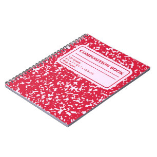 Cuaderno Diario de bloc de notas de composición roja