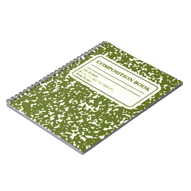 Cuaderno Diario de bloc de notas de composición verde (Lado Izquierdo)