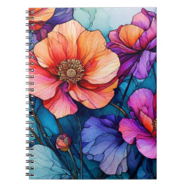 Cuaderno Diario de bloc de notas de Flores abstractas
