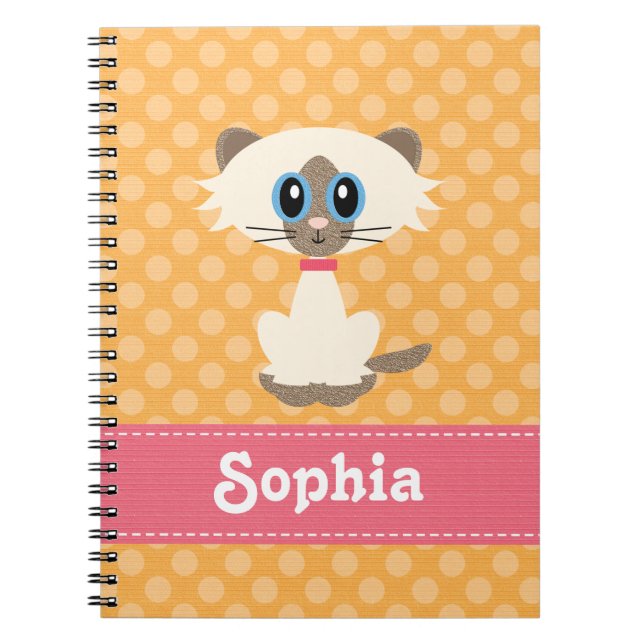 Cuaderno Diario de bloc de notas en espiral de gato siamés  (Frente)