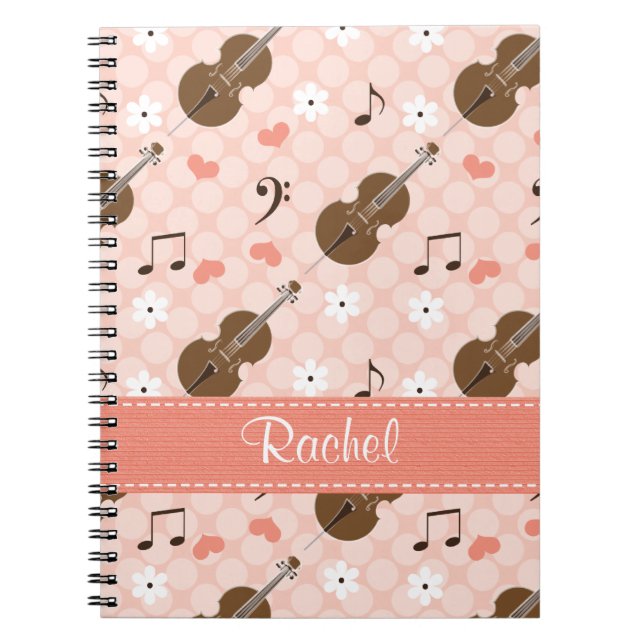 Cuaderno Diario de bloc de notas en espiral de notas de mús (Frente)