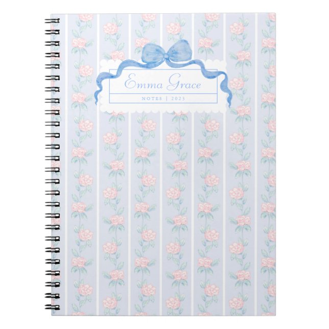 Cuaderno Diario de bloc de notas floral de la época del mil (Frente)