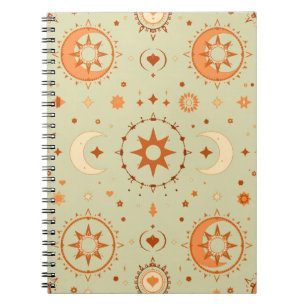 Cuaderno Diario de Boho Celestial Sol y Luna para el diar