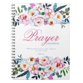 Cuaderno Diario de bonito floral con nombre azul