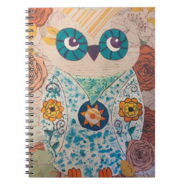 Cuaderno Diario de búho de medios mixtos para el amante de 