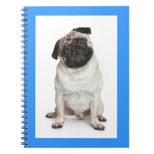 Cuaderno / Diario de cachorro Pug amor cielo azul