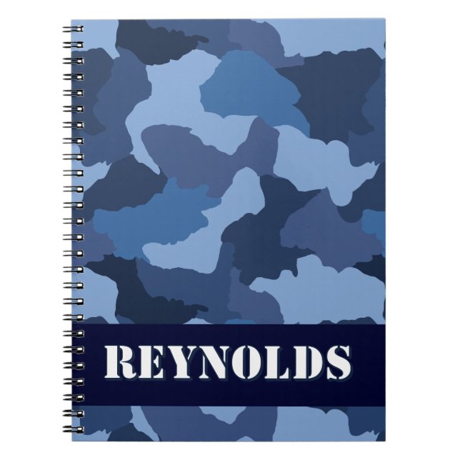 Cuaderno Diario de Camo Azul personalizado (Frente)