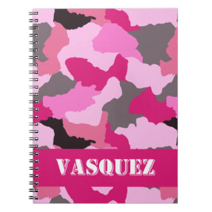 Cuaderno Diario de camo rosado personalizado