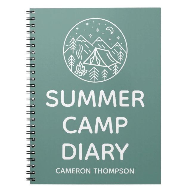 Cuaderno Diario de campamento de verano personalizado para  (Frente)