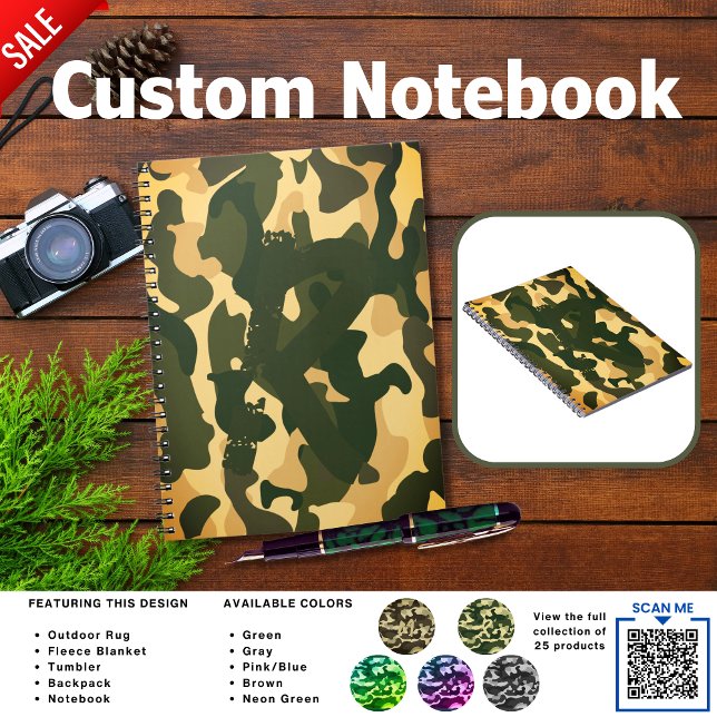 Cuaderno Diario de Camping | AÑADIR INICIAL Camuflaje Niños (Subido por el creador)