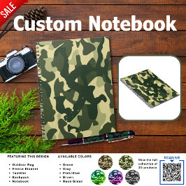 Cuaderno Diario de Camping | AÑADIR INICIAL Camuflaje Niños