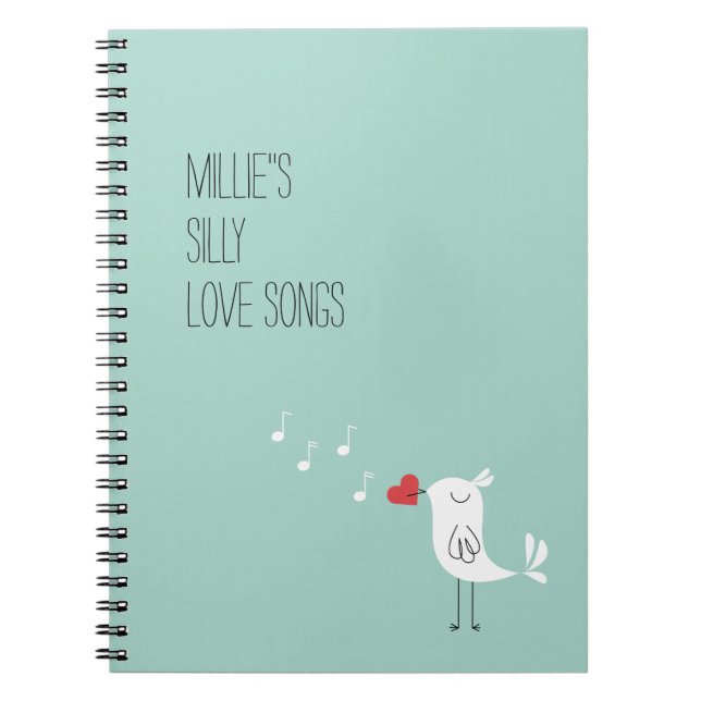 Cuaderno Diario de Canciones de Amor Silly personalizable (Frente)