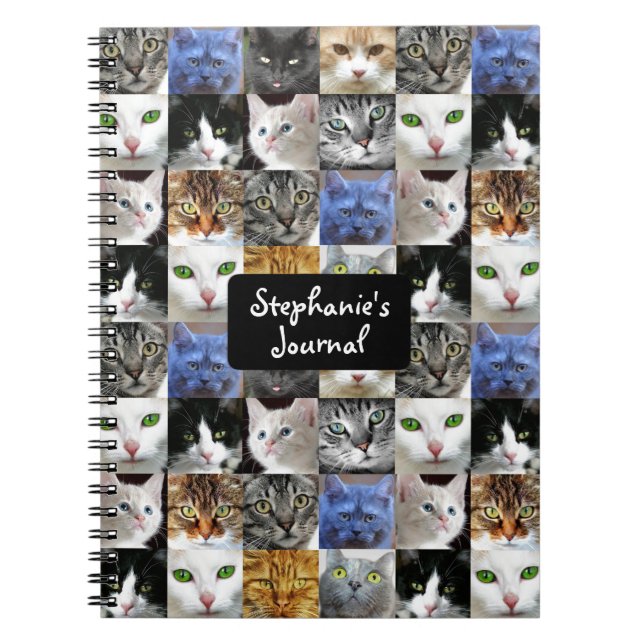 Cuaderno Diario de Colage de Gato Personalizado (Frente)