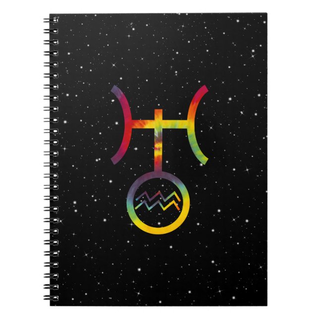 Cuaderno Diario De Cole De Tie De Símbolo Planetario Aquari (Frente)