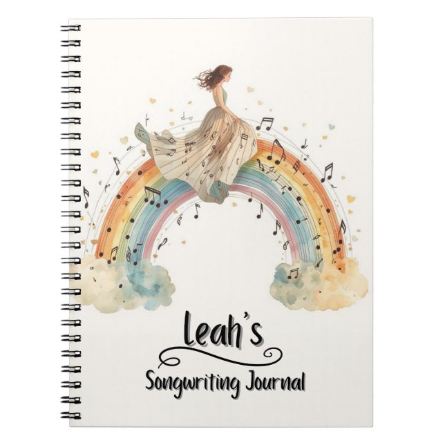 Cuaderno Diario de composición de canciones personalizado,  (Frente)
