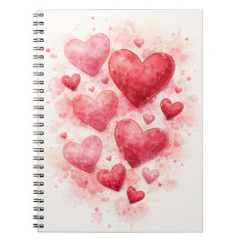 Cuaderno Diario de Corazones de Acuarela