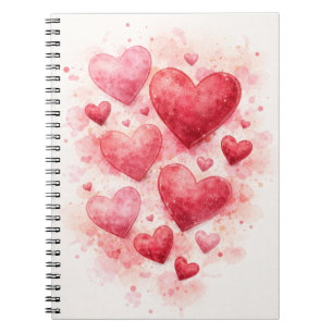 Cuaderno Diario de Corazones de Acuarela