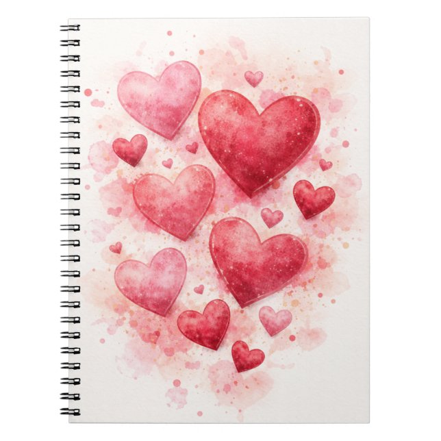 Cuaderno Diario de Corazones de Acuarela (Frente)