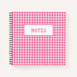 Cuaderno Diario de Cuadros Rosa y Blanco Lindo