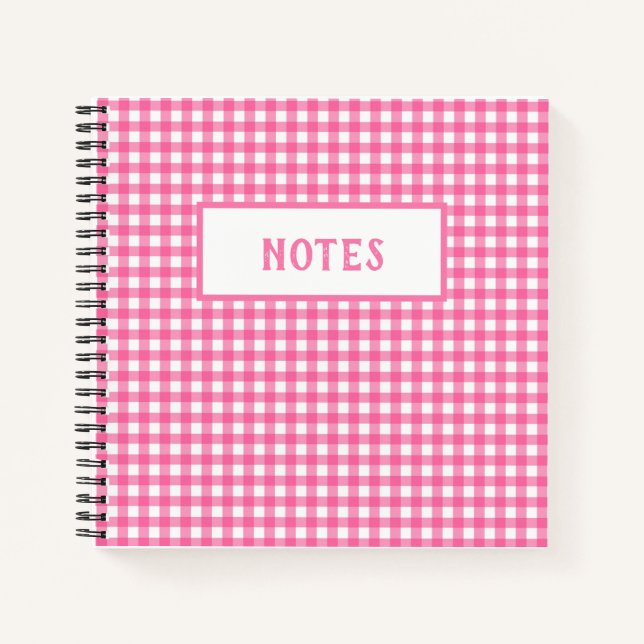 Cuaderno Diario de Cuadros Rosa y Blanco Lindo (Anverso)
