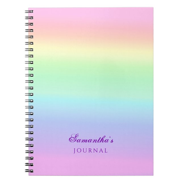 Cuaderno Diario de degradado de arcoiris de bonito (Frente)
